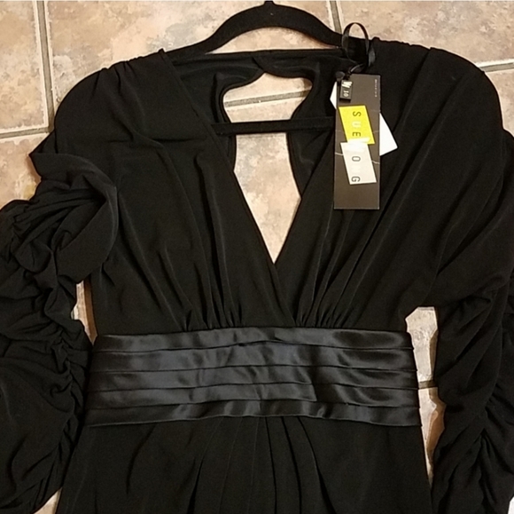 Sue Wong Long Sleeves Open Back Black Mini Cocoktail Dress - Picture 13 of 15